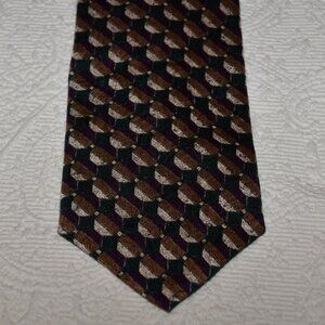 Christian Dior Tie with Octagon Pattern in green,gold, purple and marbled white